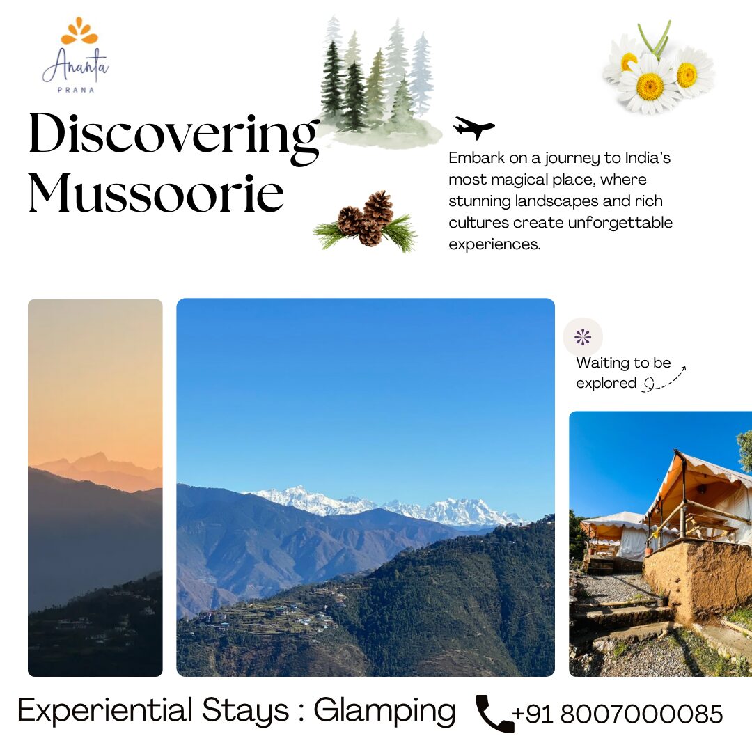 Discover Ananta Prana, the most luxurious glamping resort nestled in the serene Himalayan foothills. Just 3 km from Mussoorie Mall Road and close to Dehradun, our eco-luxury retreat offers breathtaking mountain views, Swiss tents, organic dining, and unforgettable adventure activities. Perfect for couples, families, solo travelers, and pet owners, Ananta Prana blends five-star comfort with raw nature. Enjoy bonfire nights, guided treks, sunrise views of Kedarnath & Gangotri peaks, and more. Whether it’s a romantic escape, family vacation, or a peaceful digital detox, Ananta Prana is your ideal mountain getaway. Why Choose Us? • Luxury Glamping & Camping in Mussoorie • Couple-Friendly & Pet-Friendly Stays • Farm-to-Table Dining • Adventure Activities: Trekking. • Near Kempty Falls, Lal Tibba, Camel’s Back Road • Best Price Guarantee on Direct Bookings Book now and experience the best view resort in Mussoorie & Dehradun.